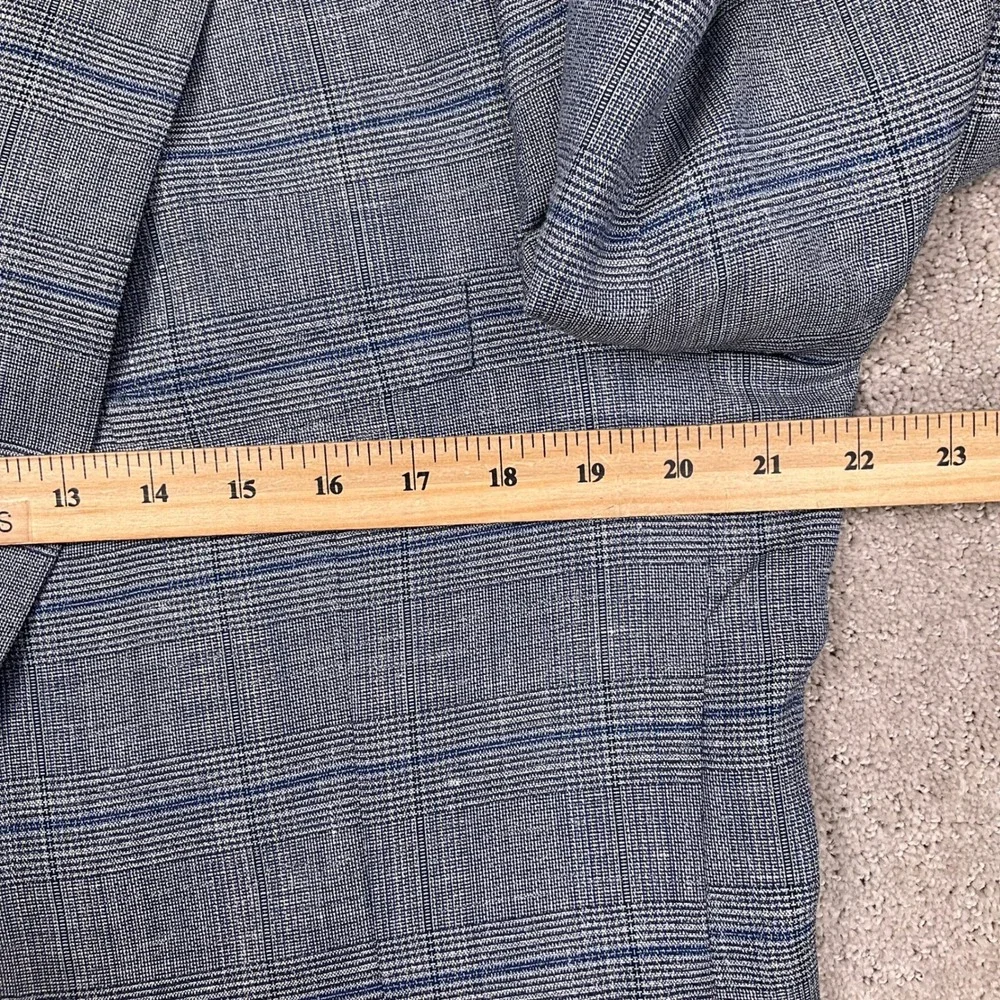 Hart Schaffner Marx Blazer Mens Large Blue Glen Plaid Surgeon Cuffs Linen Jacket